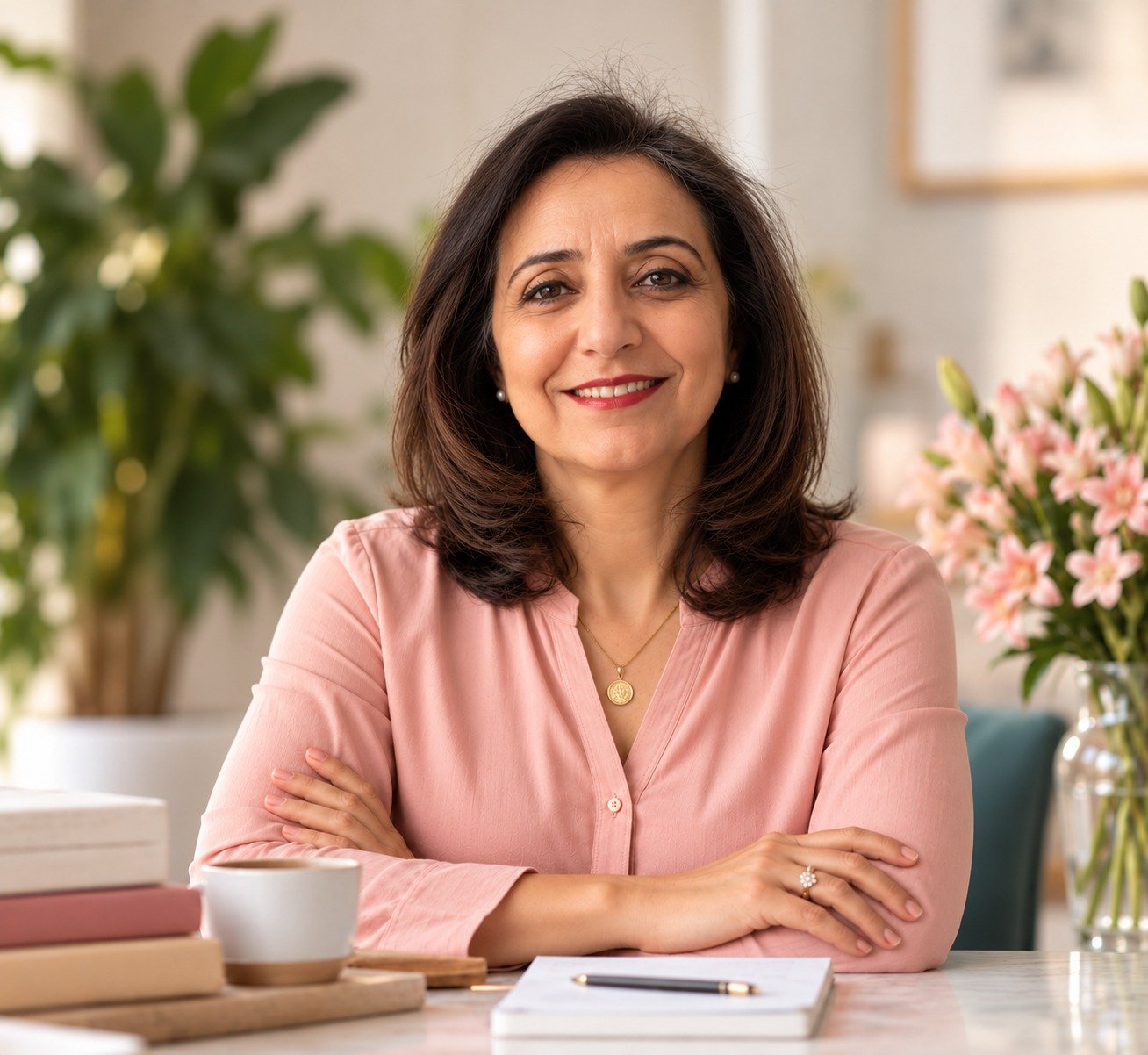 Hanadi Awad with the words Heal, Reconnect, Expand